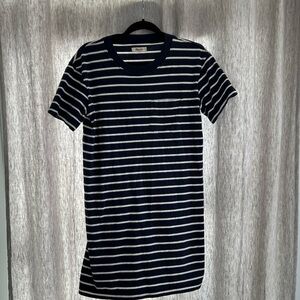 MADEWELL NAVY & WHITE STRIPE POCKET TEESHIRT DRESS SMALL